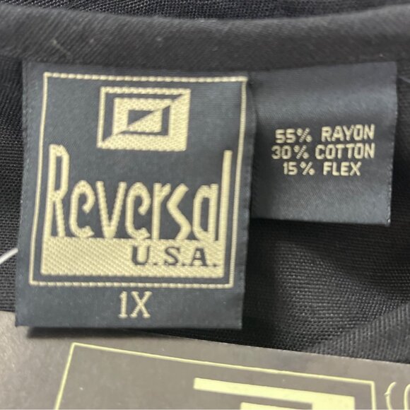 Reversal Black Dress With Abstract Art Print & Contrast Trim Size 1X - New - Picture 8 of 9